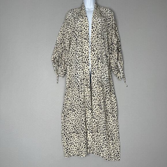 11 Honore Tops - 11 Honore Womens Top 2 Beige Cheetah Animal Print Long Duster Cardigan Resort